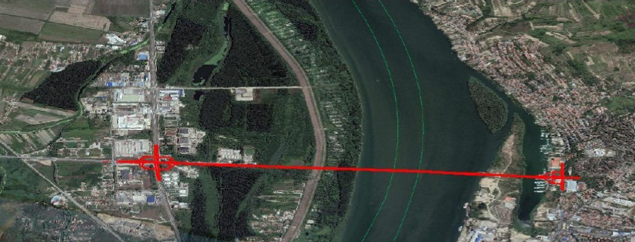 Pogled iz vazduha na lokaciju budućeg mosta na Adi Huji