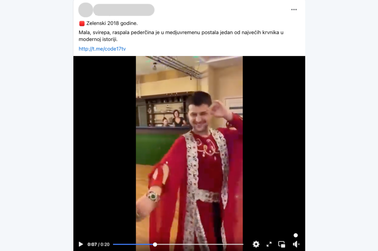 Slika Facebook objave sa deepfake videom predsednika Zelenskog