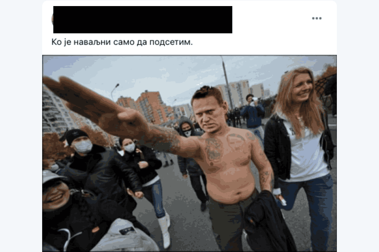 Facebook objava sa fotografijom Navaljnog sa tetovažom Hitlera